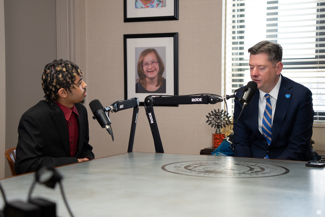 Student host in conversation on VOICES of OKC